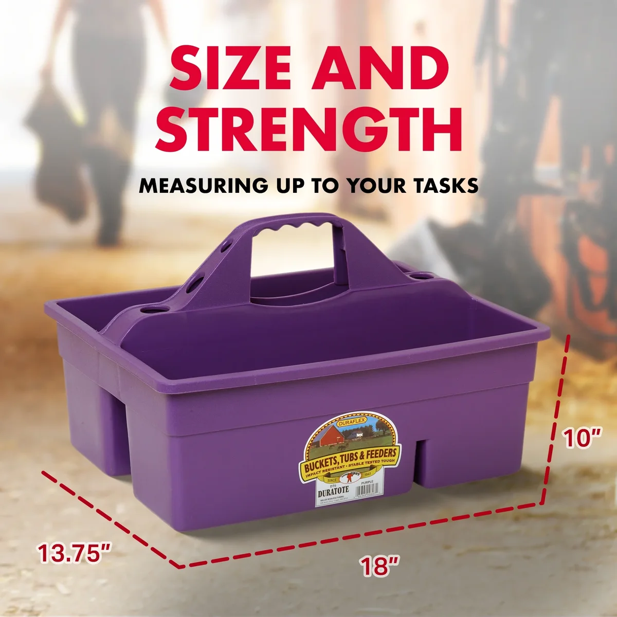 Little Giant DuraTote Box Organizer w/ 2 Compartment & Grip Handle, Purple 5850