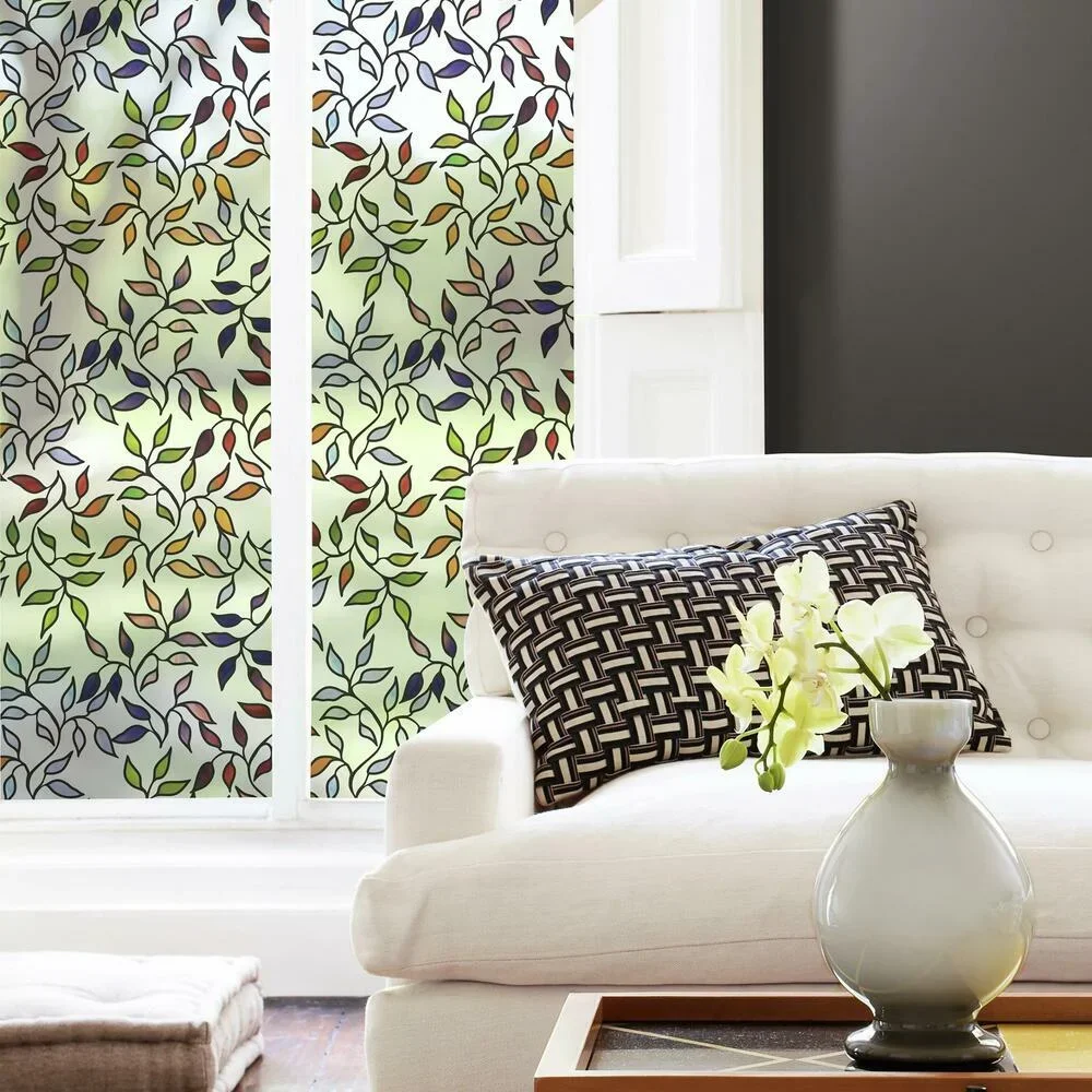 RoomMates 74" x 24" Functional Autumn Leaves Privacy, Decorative Window Film 7701