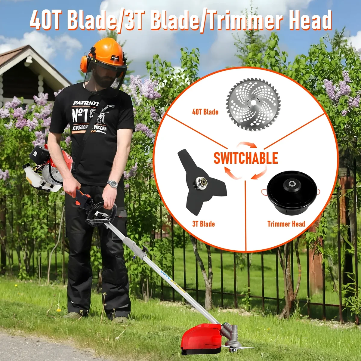 WETS Gas Weed Wacker, 5 in 1 Weed Eater Gas Powered, 52cc Brush Cutter and Gas String Trimmer 2-Stroke, Grass Trimmer 2025 Upgraded,Cordless Hedg 3513
