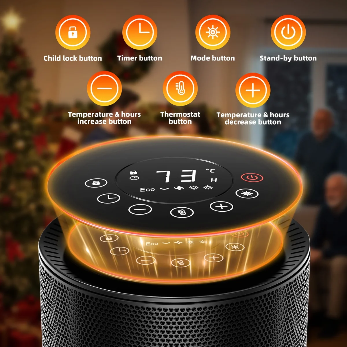 KISSAIR 1500 W Space Heater, PTC Ceramic Heater with Remove Control & LED Screen, 24H Timer, 4 Modes and Tip-Over Protection,heaters for inside B 6093