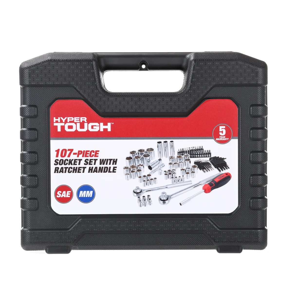 Hyper Tough 107 Piece 1/4, 3/8, 1/2 inch Drive Socket Set for Mechanic Use 0531