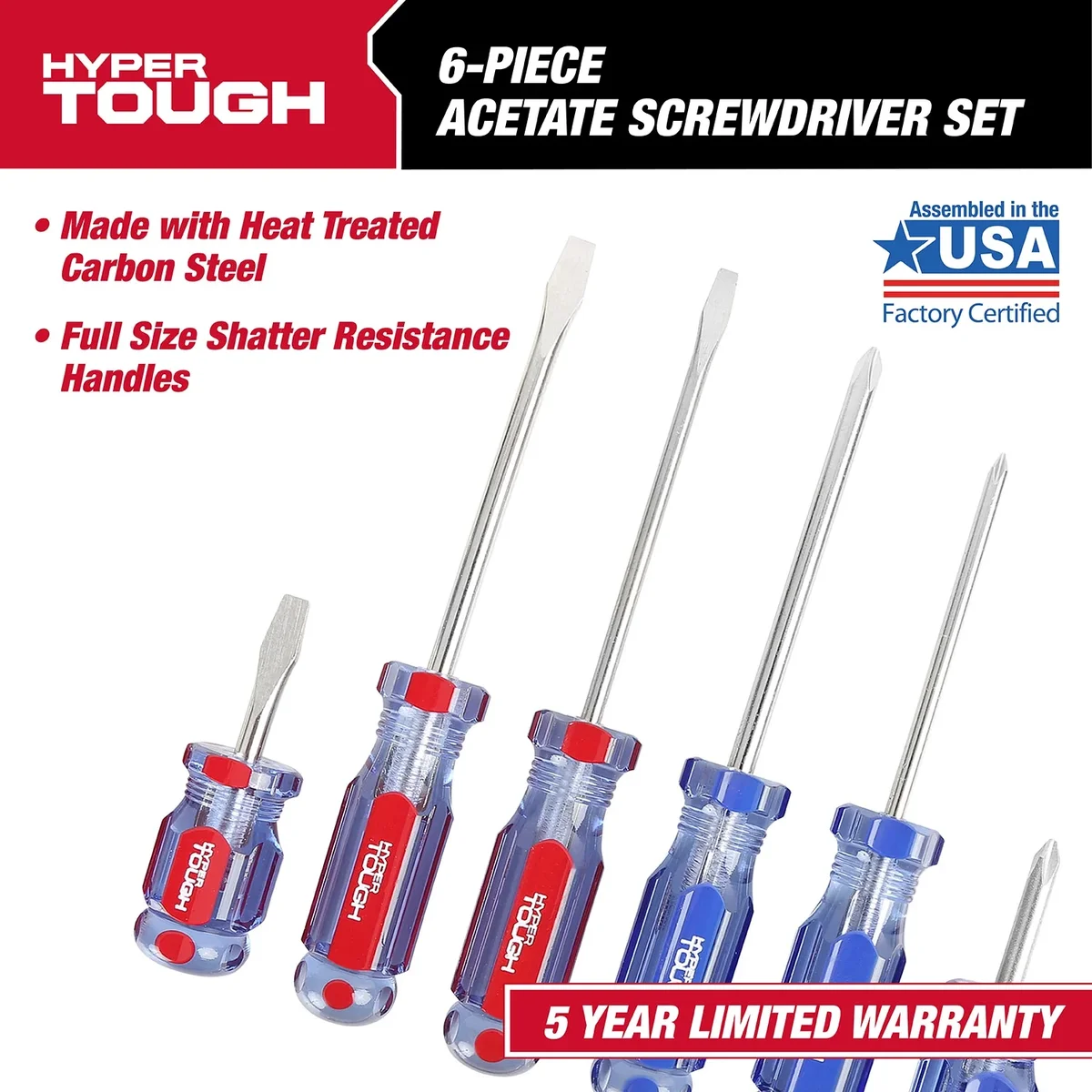 Everdaily Essentials 6-Piece Phillip and Slotted Screwdriver Set with Acetate Handle, 935G6C Ref. 2965