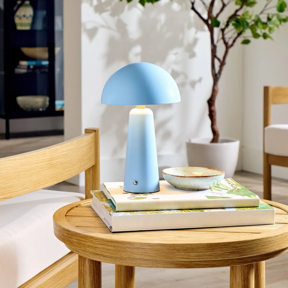 Better Homes & Gardens 9.5" Blue Dome Rechargeable LED Portable Lamp with Dimmable Touch Sensor 8873