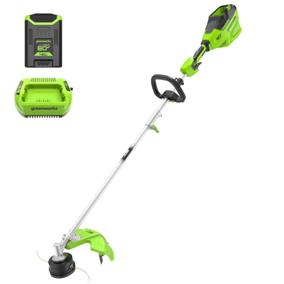 Greenworks 60V 16" Top Mount String Trimmer with 4.0 Ah Battery and 3A Charger 2134202 6095