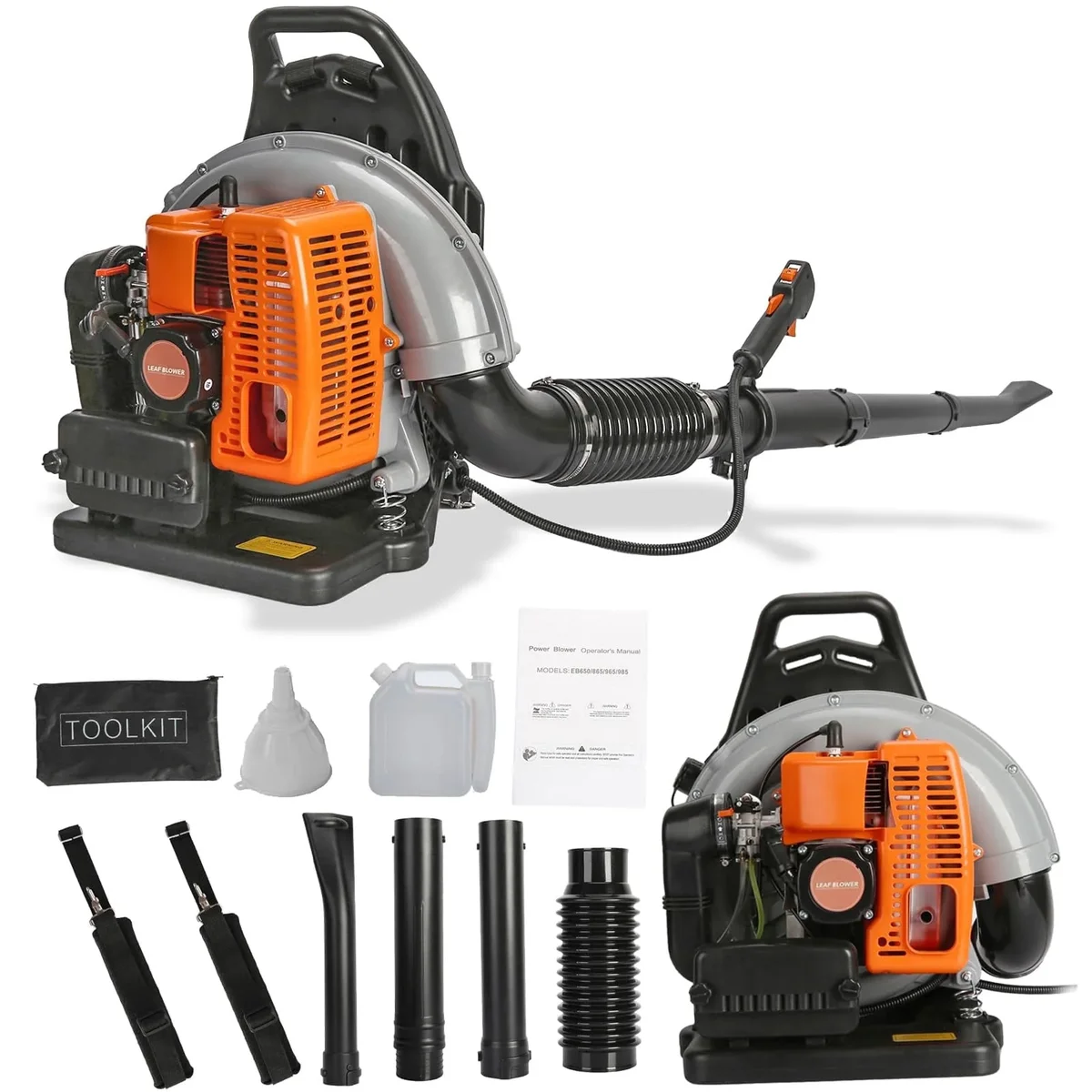 WETS 63CC 3HP 2 Stroke Backpack Gas Powered Leaf Blower with 665 CFM & 205 MPH Single-Cylinder Air-Cooled Snow Blower, Grass Lawn Blower for Comm 7692