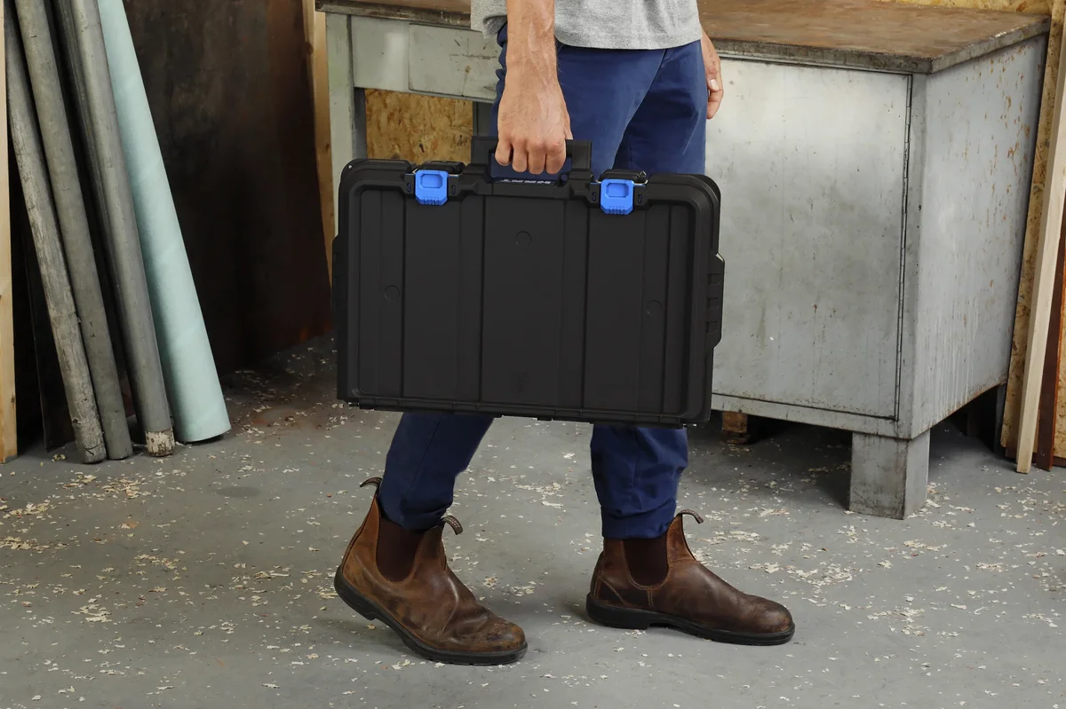 HART Stack System Tool Box with Small Blue Organizer & Dividers, Fits HART's Modular Storage System 8240