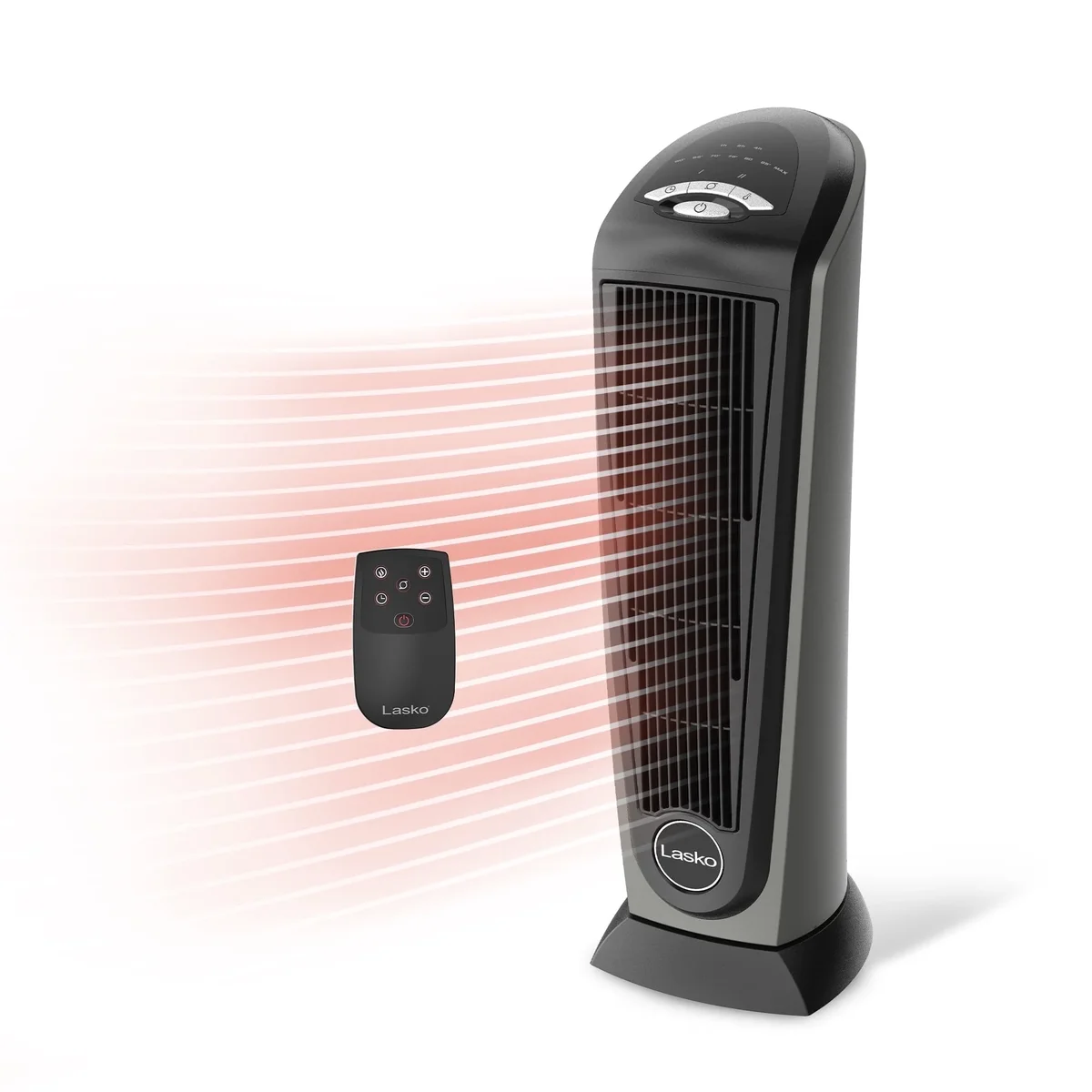 Lasko 23" 1500W Oscillating Ceramic Electric Tower Space Heater with Remote Control, 751320, Black 2163