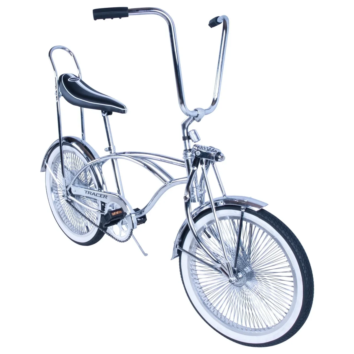 Everdaily Essentials Tracer 20'' Lowrider Bicycle,Hi-ten steel Frame,Beach Cruiser Bike for Adult Teen,Chrome,Classic Style,Single Speed 4465