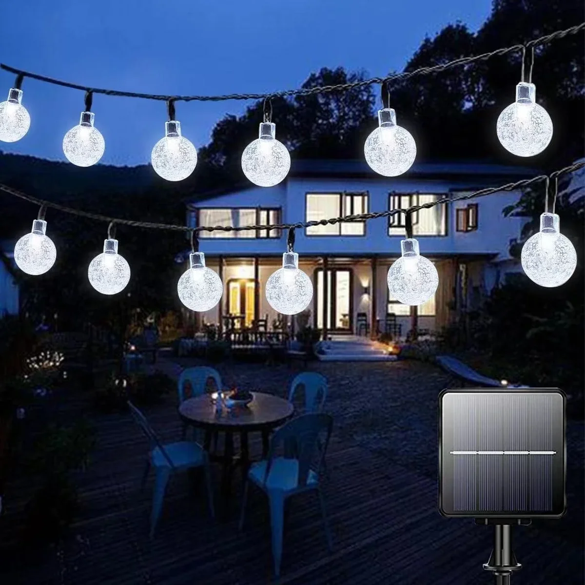 GooingTop White Solar String Lights Outdoor Waterproof,26FT 50 LED Crystal Bubble Patio Lights Backyard Lights for Outdoor Tree Pathway Patio Wed 0138