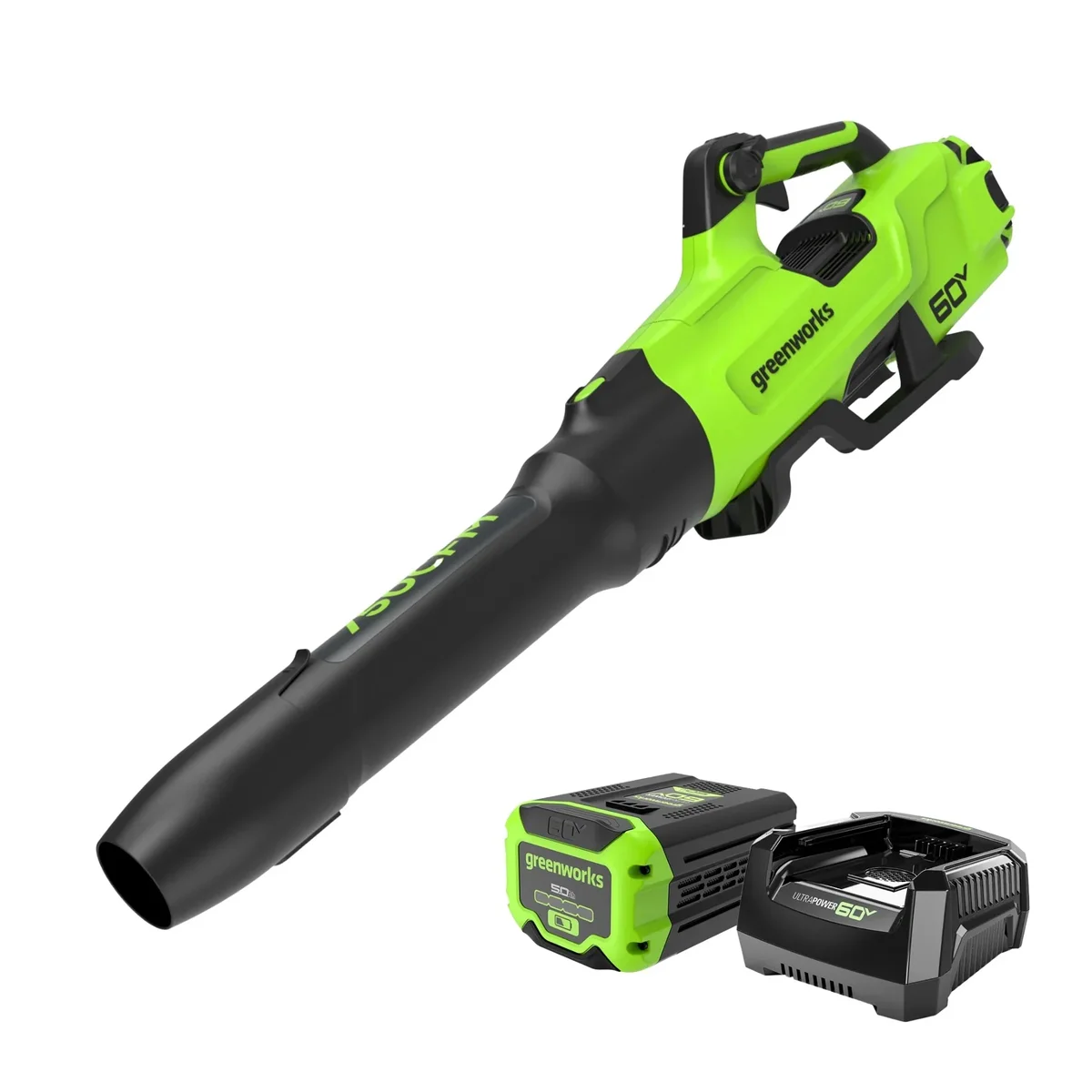 Greenworks 60V 750 CFM 180 MPH Leaf Blower with 4.0 AH HC Battery and 6 Amp Charger 2429802 4556