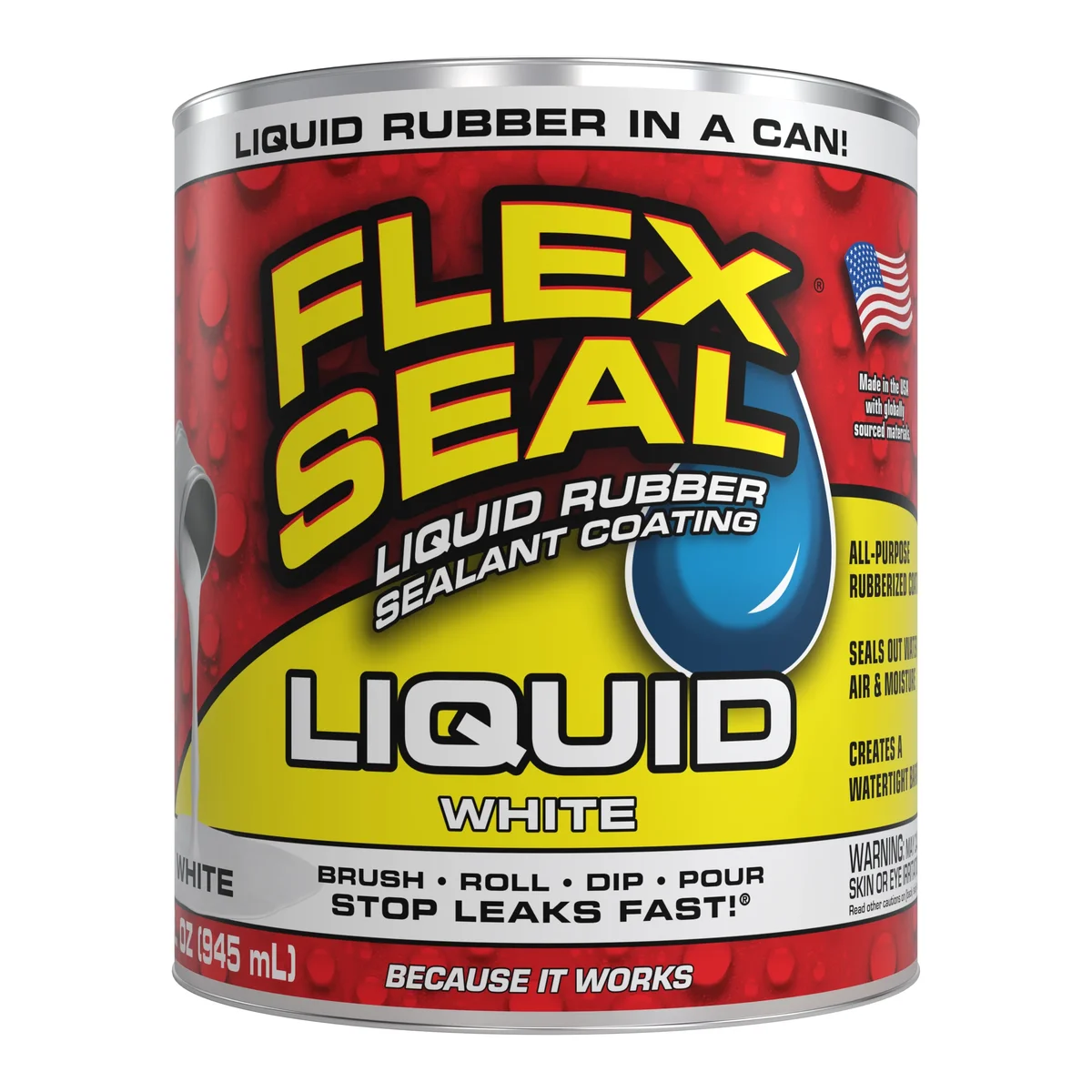 Flex Seal Liquid Rubber Sealant Coating, White, 32 oz 7589
