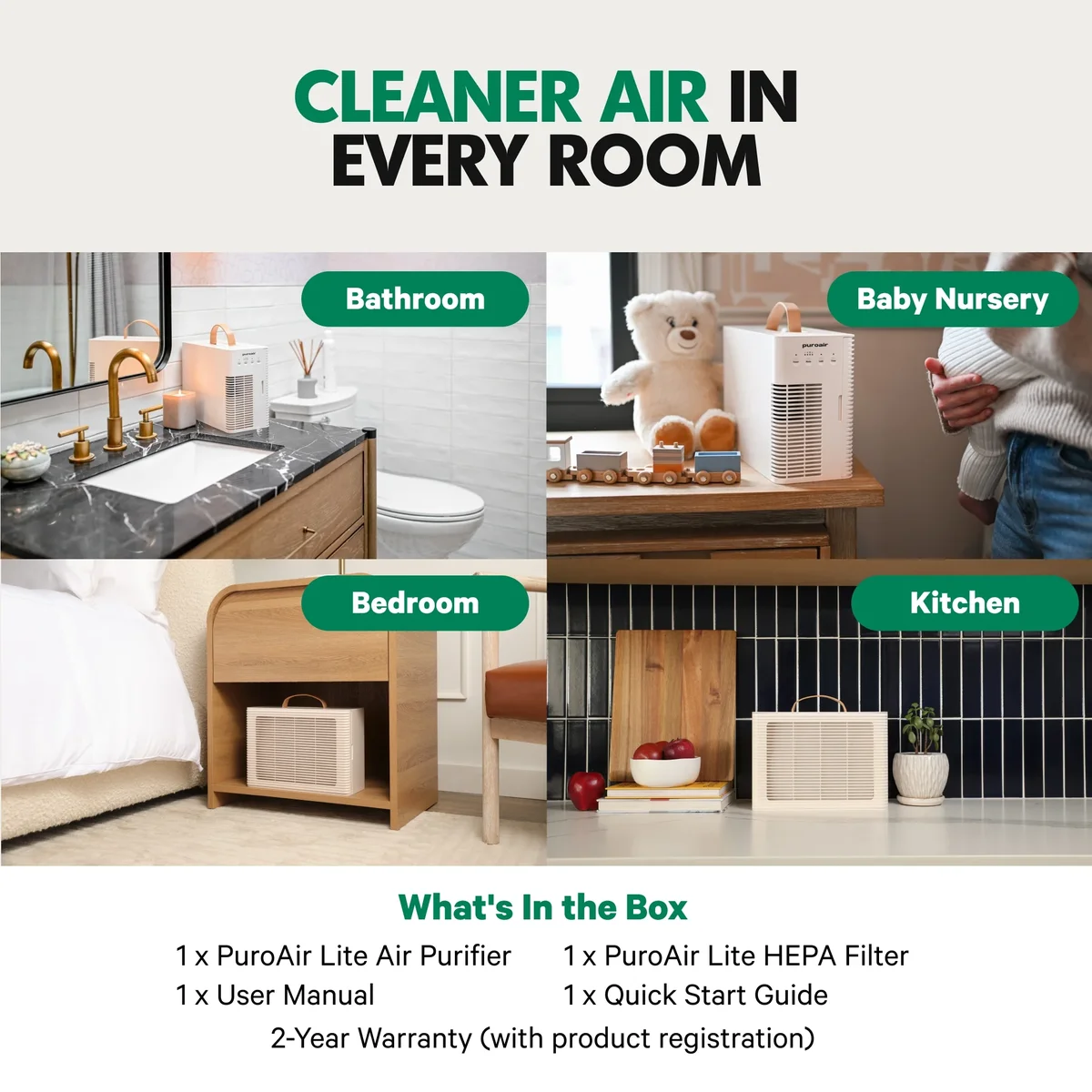 PuroAir Lite HEPA Air Purifiers for Home Pets - Covers 500 Sq ft 8026