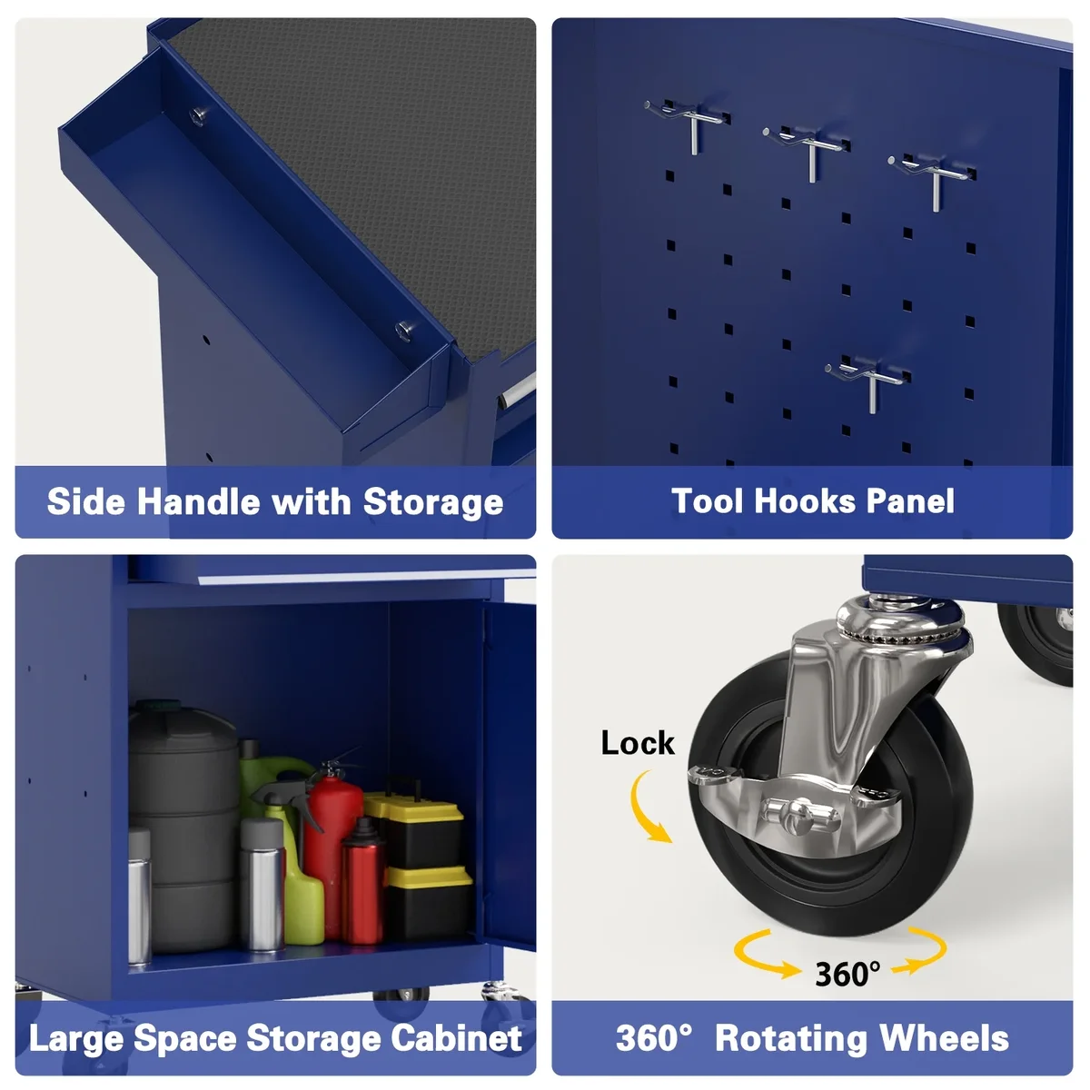 Odaof 5 Drawer Mechanic Tool Chest with Wheels Heavy Duty Rolling Tool Box Cabinet Keyed Locking System Toolbox Organizer for Workshop Darkblue 8951