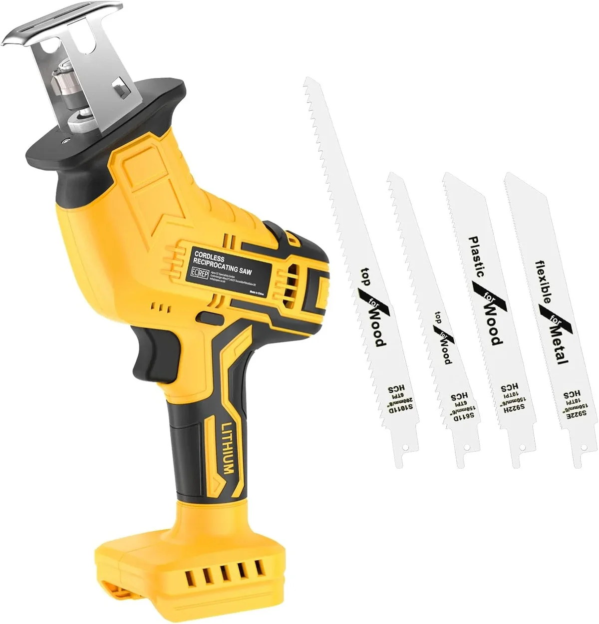 Dinosoo Cordless Reciprocating Saw for Dewalt 20V Battery, 150W Power Brush Reciprocating Saws, 0-3500 SPM Variable Speed, 4 Saw Blades Kit Cutting Tool  8541