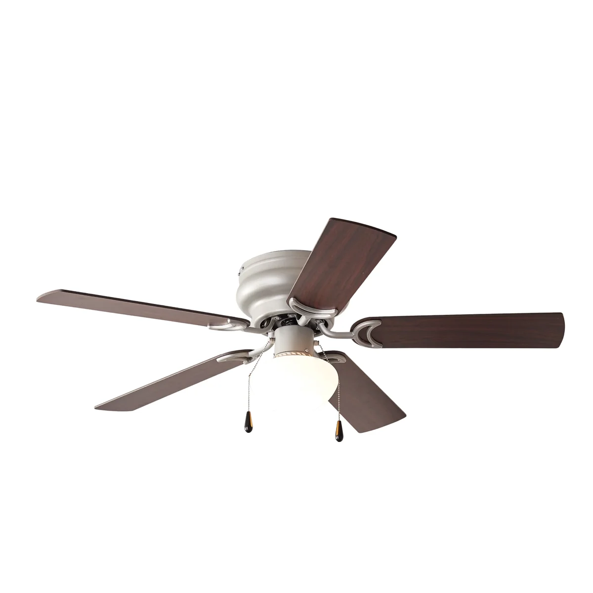 Mainstays 44 inch Hugger Indoor Ceiling Fan with Light Kit, Satin Nickel, 5 Blades, Reverse Airflow 0230