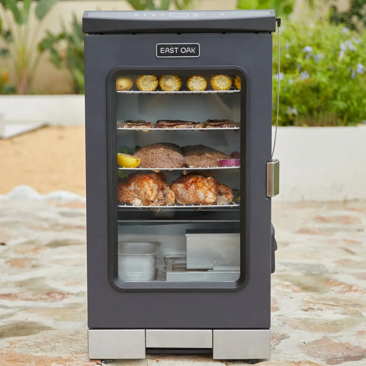 EAST OAK Updated 30" 725 Sq inches Electric Smoker Portable with Glass Door Black 1137