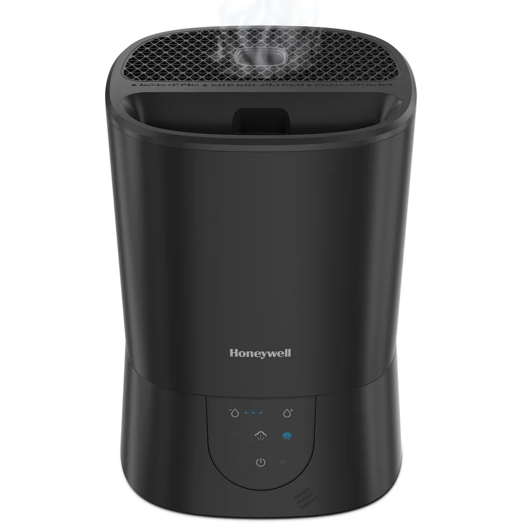 Honeywell 1.5 gal. 500 sq ft Filter Free Warm Mist Humidifier with Essential Oil Cup, Black, HWM440 6860