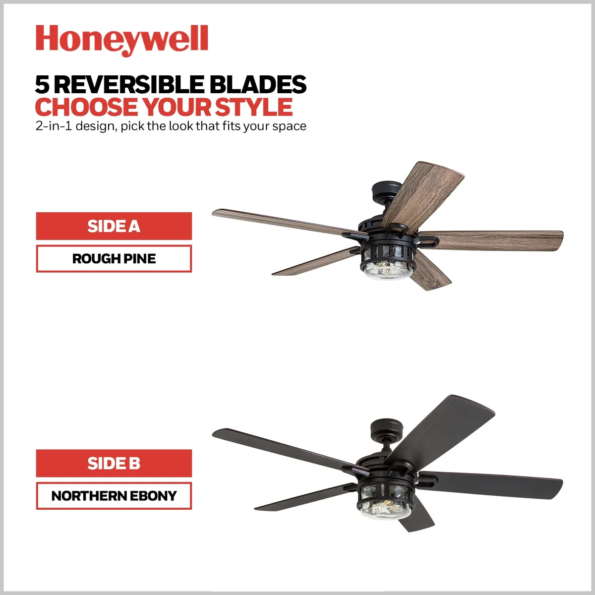 Everdaily Essentials Bonterra 52 Inch Ceiling Fan with LED Light & Remote, Matte Black Ref. 3702