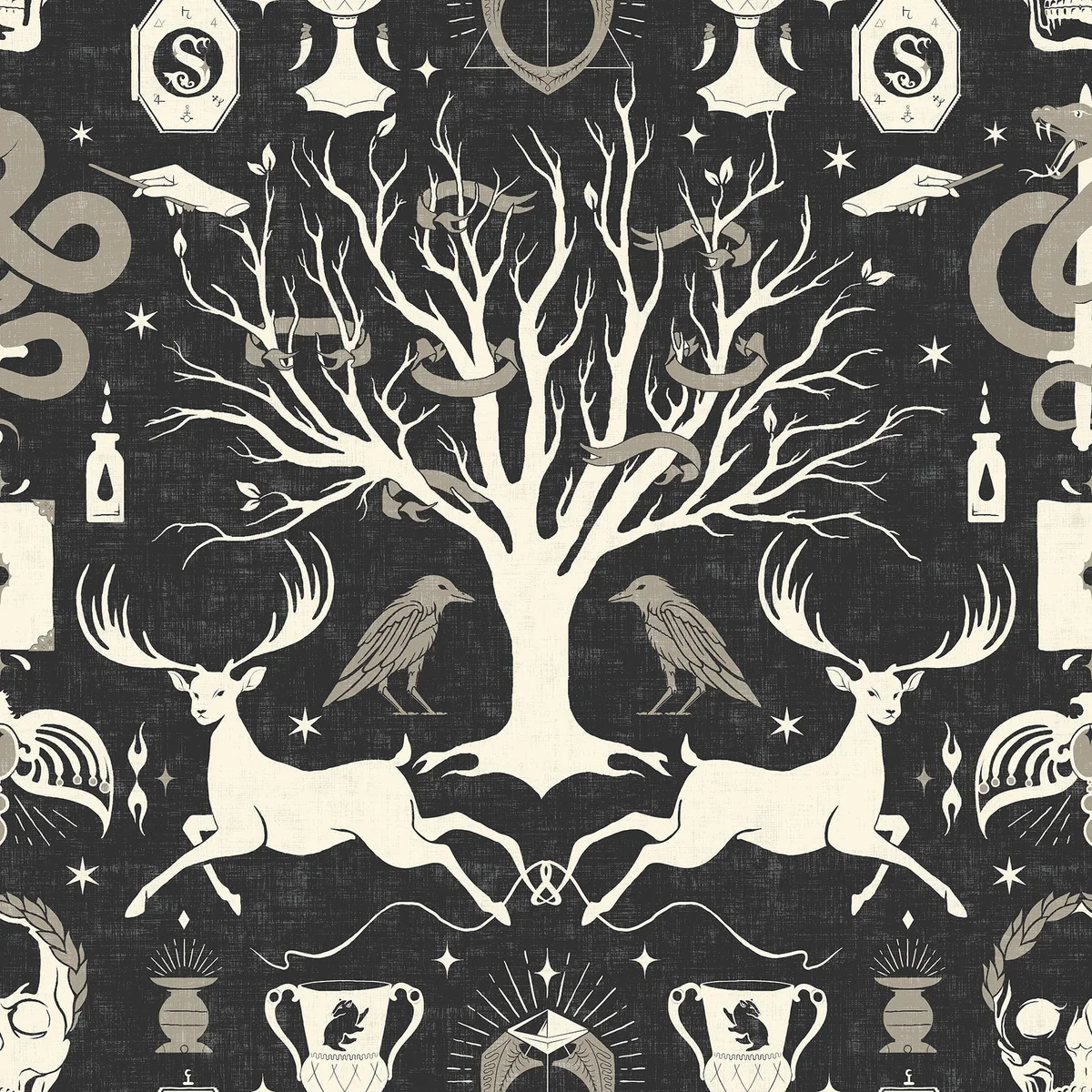 Everdaily Essentials Horcrux Black Damask Peel and Stick Wallpaper by , 1 roll 2682