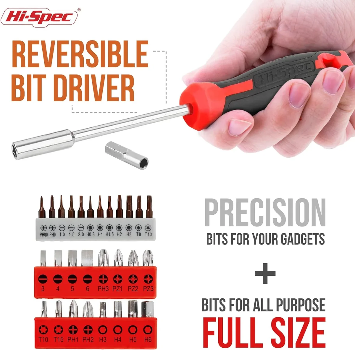 Everdaily Essentials 42pcs Red Small Tool Kit for Household, DIY, Office with Screwdriver, Bits, Compact Case Ref. 6328