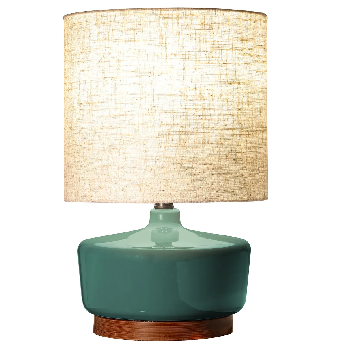 Everdaily Essentials 17" Tall Modern Mid-Century Ceramic Table Lamp with Wood Base Ref. 0679