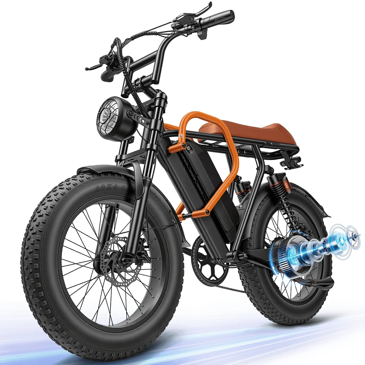 UIYJJN 20" Fat Tire Electric Mountain Bike for Adults, 1500W Peak Motor 30MPH Electric Bike, 48V 18AH Removable Battery, Dual Suspension & 7-Speed, UL 2 2918