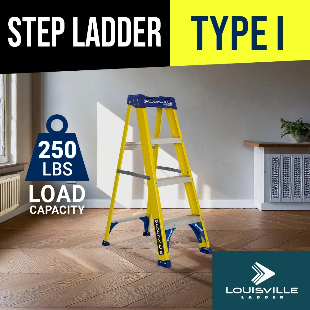 Everdaily Essentials 5-Foot Fiberglass Step Ladder, 250-Pound Load Capacity, Type I, FS2005 9073