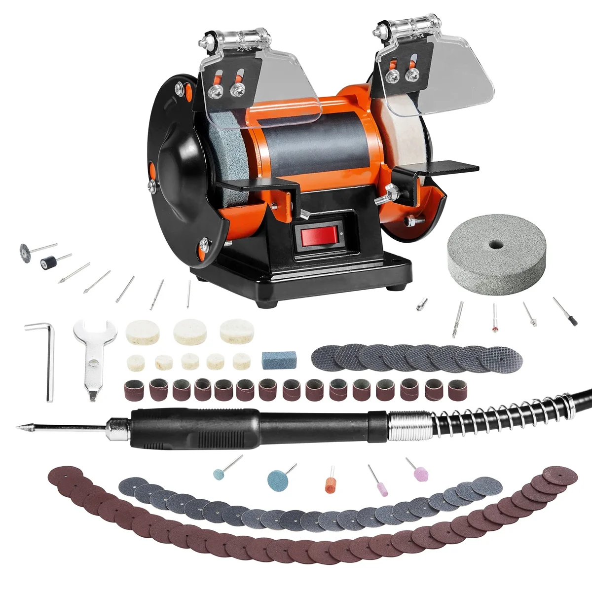 KFFKFF Bench Buffer Polisher, Jewelry Buffer Polisher Adjustable Speed Bench Grinder Polishing Machine 9937