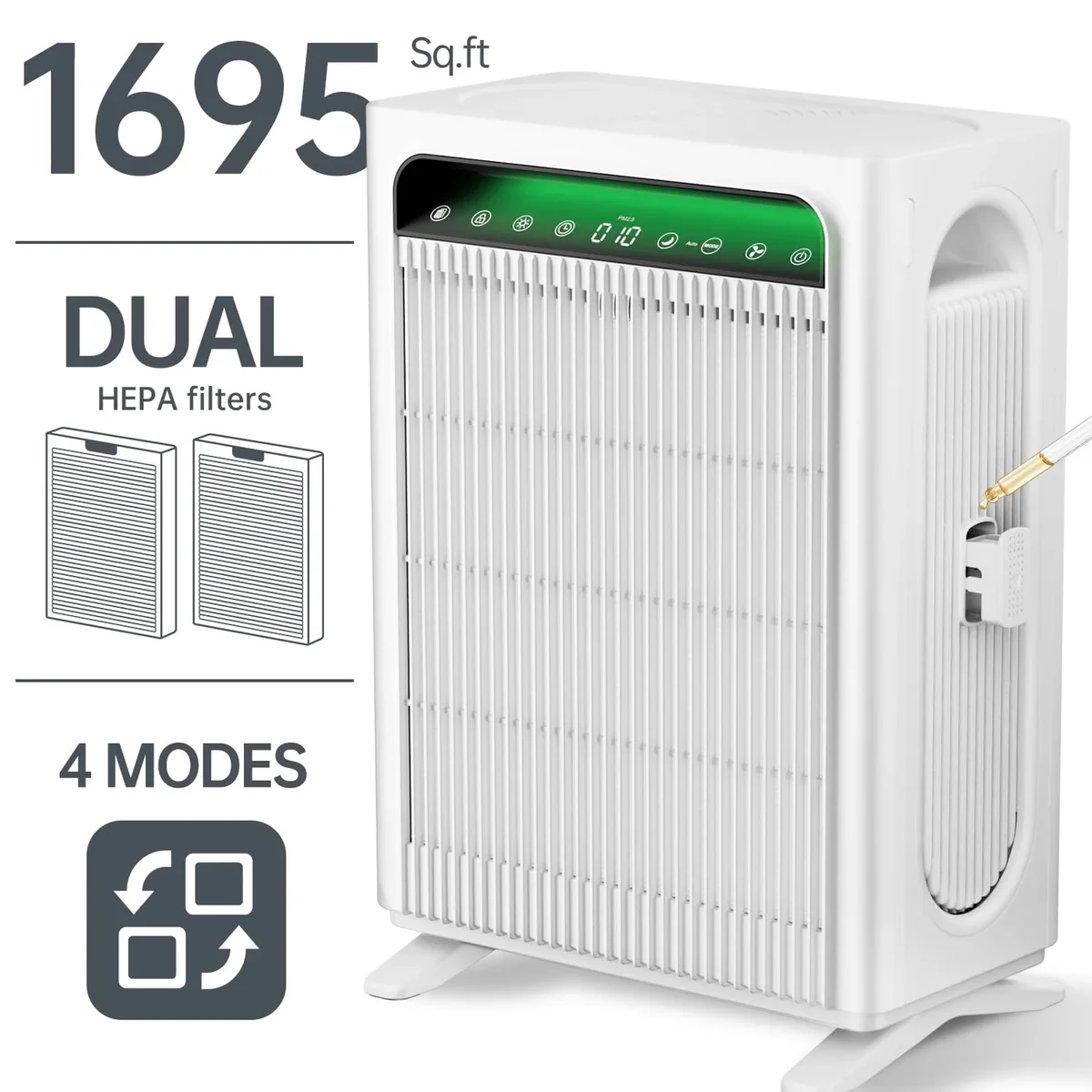 FMUKL Air Purifier, HEPA Air Purifier for Home Large Room Up to 1695 ft² in 1 Hr, Dual H13 Filters with 99.97% Filtration, PM2.5 Monitor, Ultra-Quiet, 7196