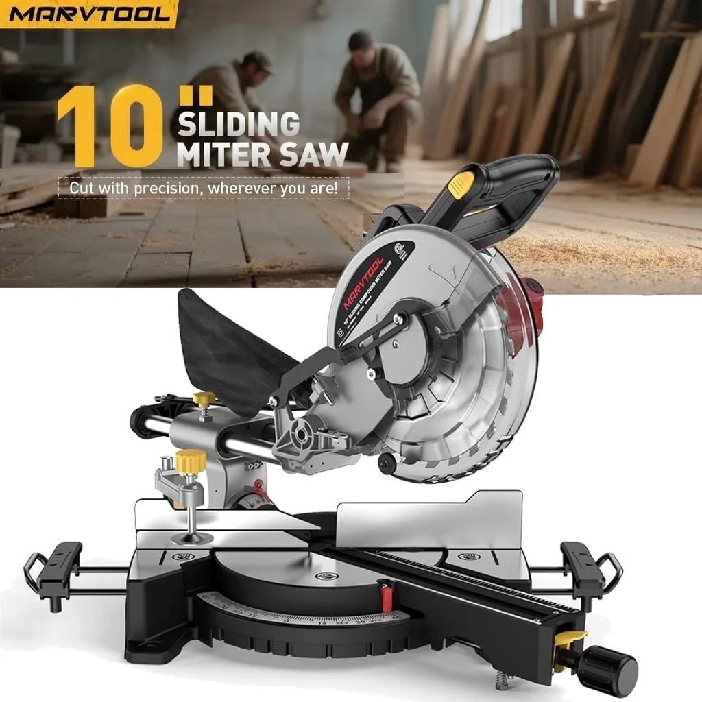 Anqdy 10-inch Sliding Compound Miter Saw Power Saw Cutting Wood Dust Mitre Saw 1223