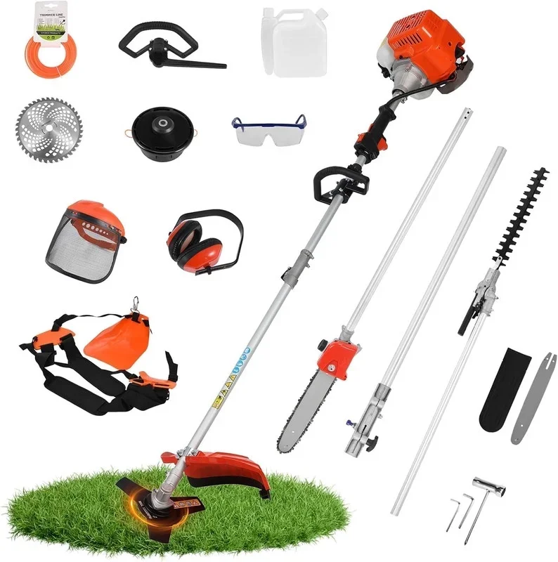 WETS 5 in 1 Multifunctional Weed Eater, 52CC 2-Cycle Gas Cordless Hedge Trimmer, 2025 Upgraded Weed Eater Gas Powered, String Trimmer, Handheld Chains 8343