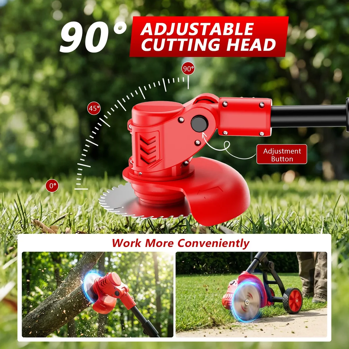 Tanbaby 6 inch Weed Eaters Cordless with Metal Wheels, 3-in-1 Battery Powered Grass Trimmer & String Trimmer/Edger Kit for Lawn Garden Pruning/Tr 1245