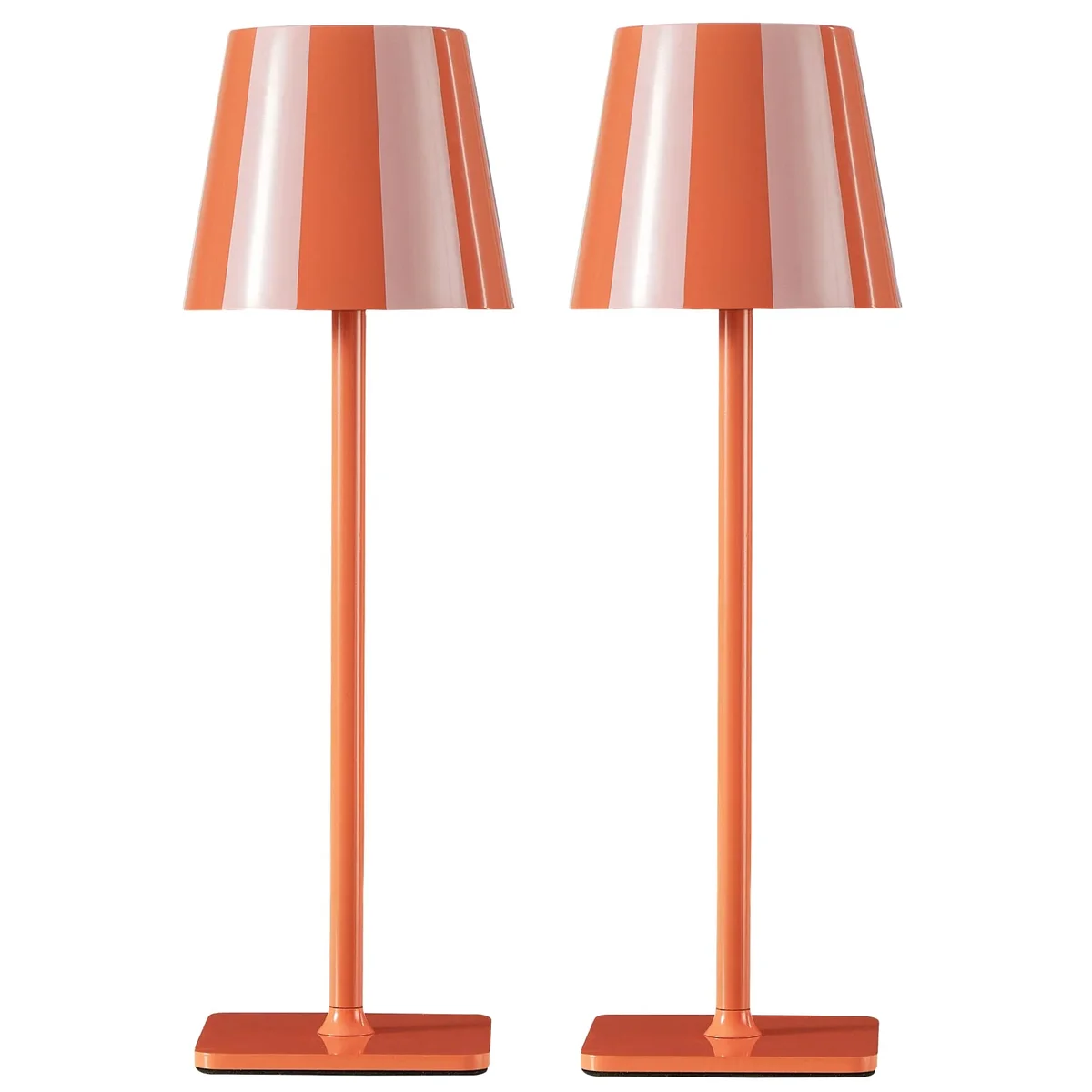 Mainstays 13" Indoor/Outdoor Rechargeable Orange Stripe Table Lamp, 2 Pack 6519