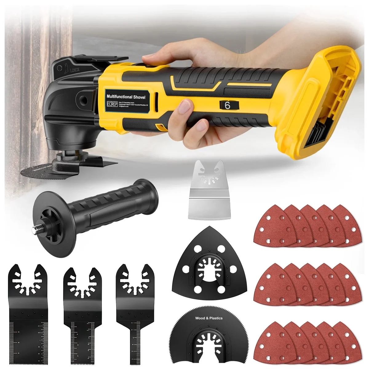 Dinosoo Cordless Oscillating Tool for Dewalt 20V Battery,6 Variable Speed Brushless-Motor Tool,22Pcs Oscillating Multi Tool Kit for Cutting Wood Drywall  1175