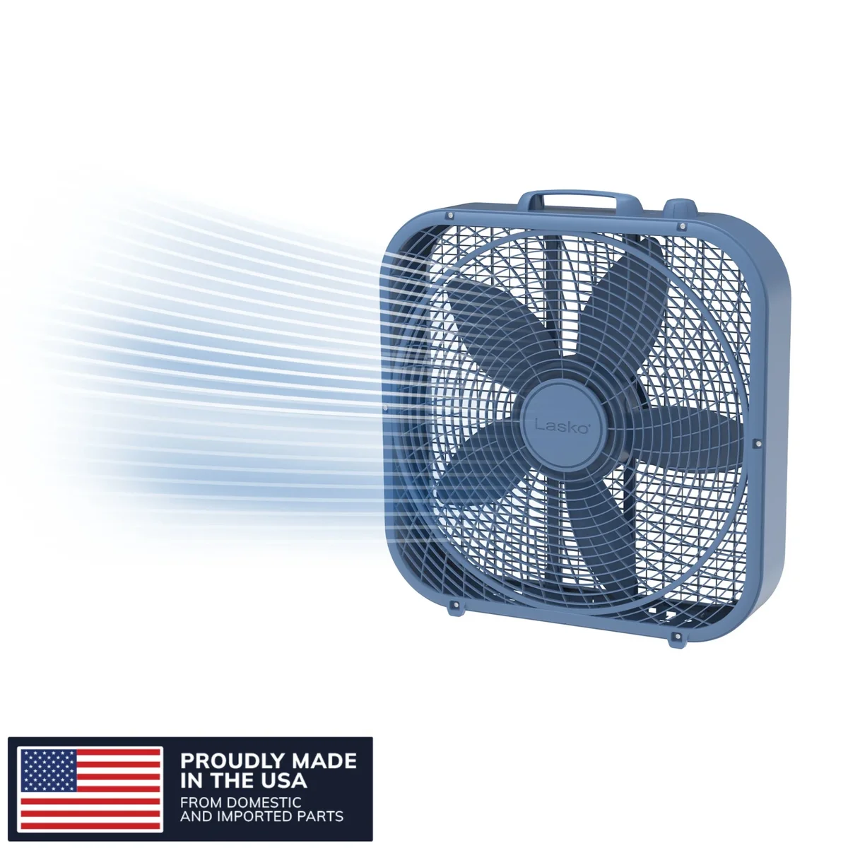 Lasko 20" Cool Colors Classic Box Fan with Weather-Resistant Motor, Portable Cooling Floor or Window Fan, 3 Speeds, Laguna Blue, B20312 4992
