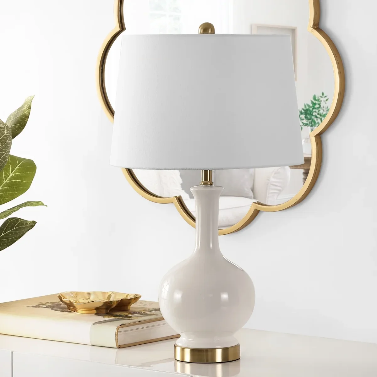 SAFAVIEH Bowie 26 in. Solid Ceramic Table Lamp, Cream 3835