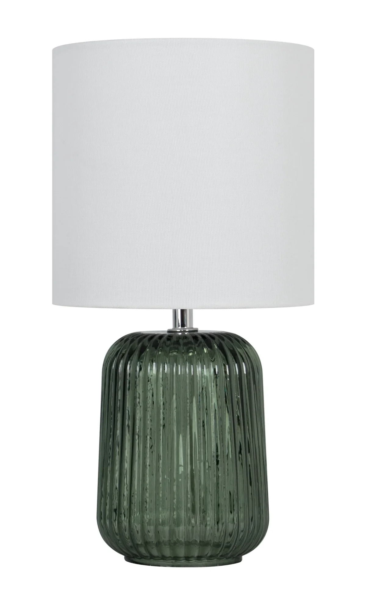 Mainstays Green Glass Table Lamp with White Linen Shade, 12.75 Inch 1789