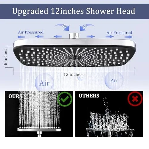 Everdaily Essentials 4 Function Modes 12 inch Wall Mount Shower Head & Handheld Shower Head Ref. 4732