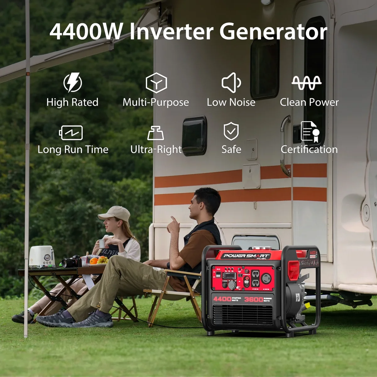 PowerSmart 4400-Watt Powered for Outdoor and Home Use, EPA Compliant Gas Portable Inverter Generator 7037