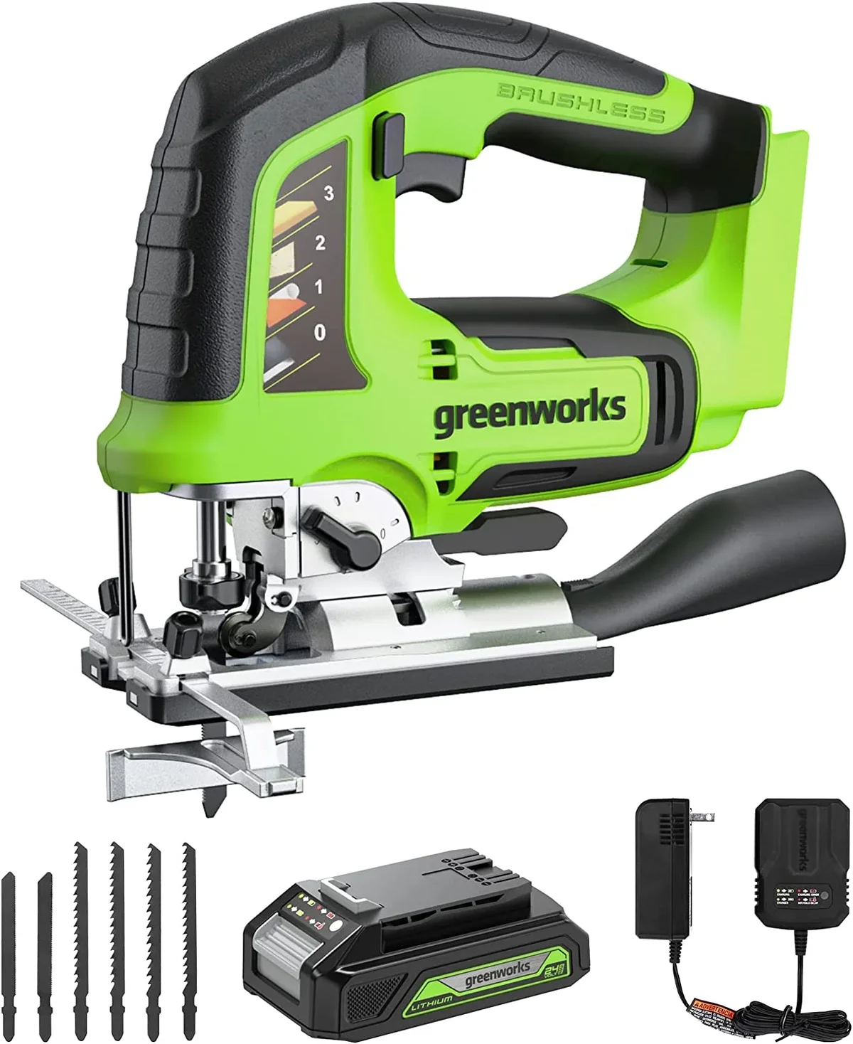 Everdaily Essentials 24V Cordless Brushless Jig Saw with (1) 2 Ah Battery and Charger 3602002 3686
