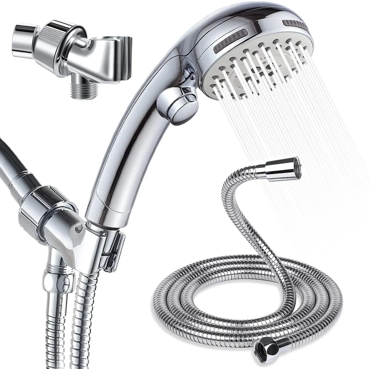 SUPTREE Shower Head with Handheld High Pressure Shower Heads Attached with Extra Long Hose for Bathroom 6675