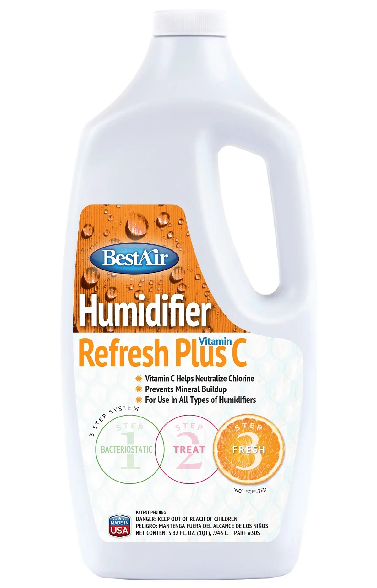BestAir ® Refresh + Vitamin C Humidifier Water Treatment, 32 fl oz for Evaporative Humidifiers 1086