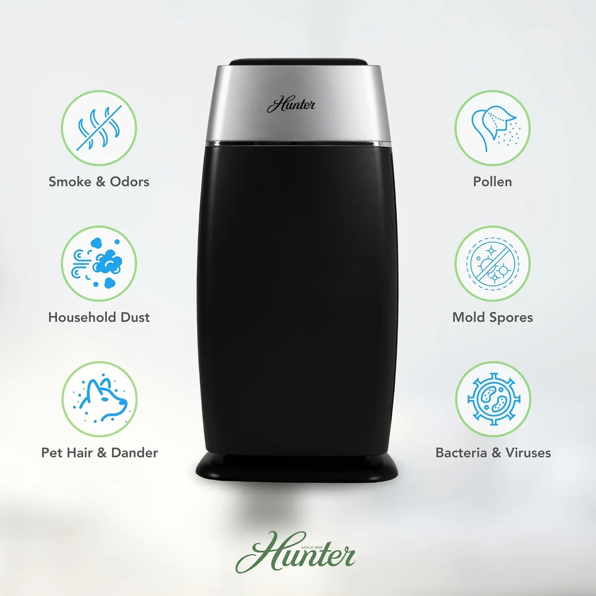 Hunter Fan Company HP100GRS Air Purifier, Gray & Silver 7497