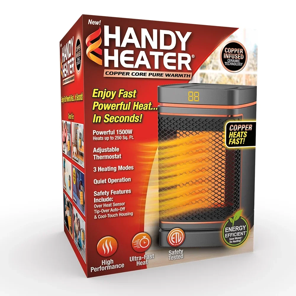 Handy Heater Gray 1500W 3 Speed Automatic Shutoff Ceramic Heater for 250 sq ft 3513