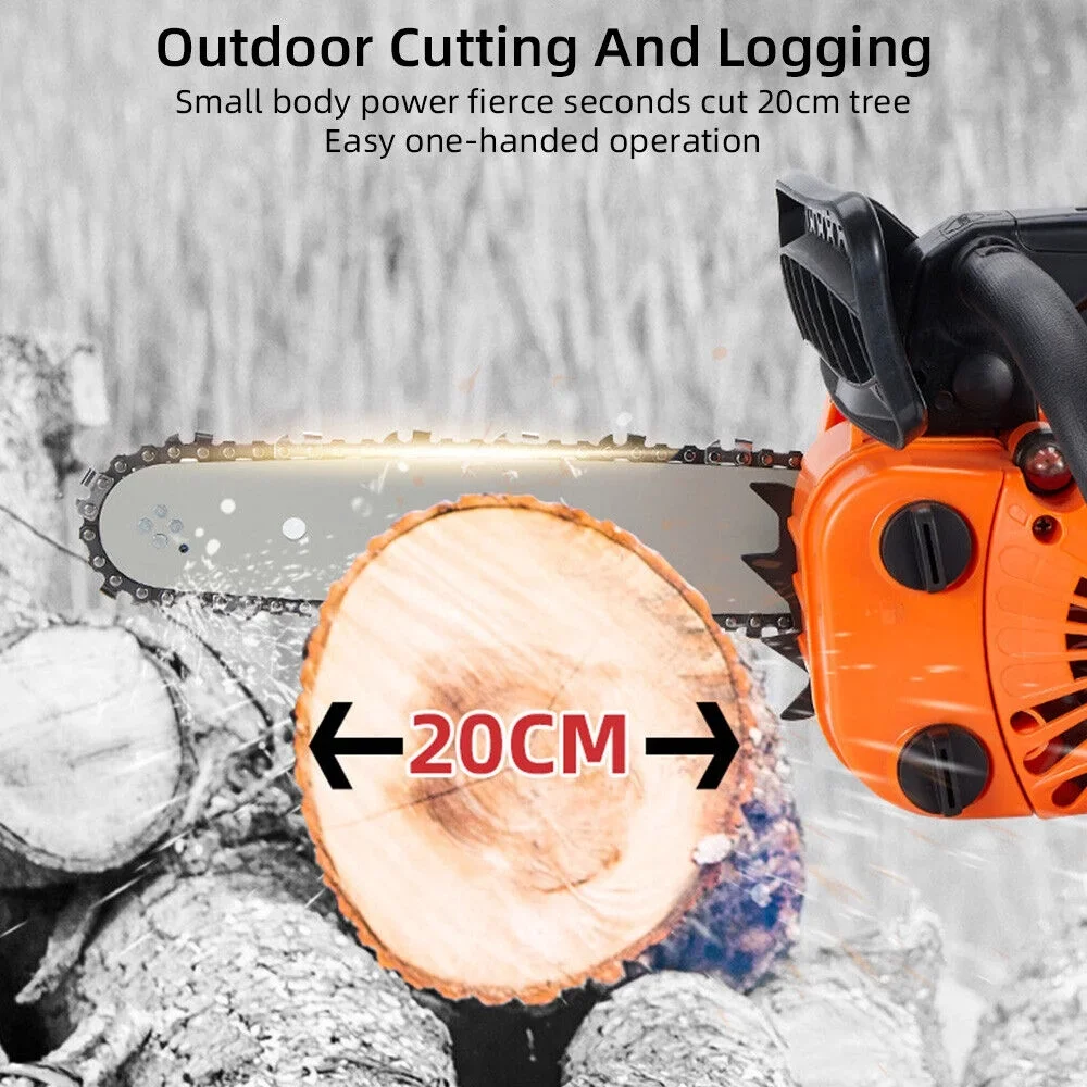 Paddsun Gas Chainsaw, 12'' 25.4cc Gasoline Chain Saws Anti-Vibration for Wood Cutting  Chainsaw Orange 8095