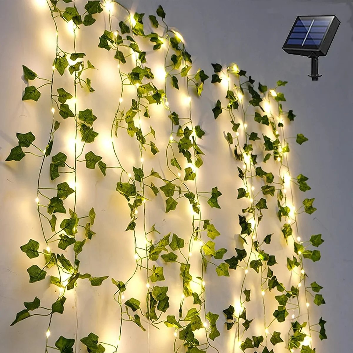 Bincy Solar Ivy String Lights Outdoor, Waterproof 16 FT 50 LED Ivy Fairy Lights Hanging Artificial Ivy Leaf Plants Vine Garland for Wall Party Wedding  7576