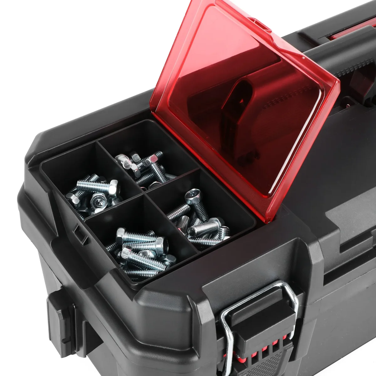 Hyper Tough 16-Inch Toolbox – Heavy-Duty Resin Storage with Padlock Security & Small Parts Organizer 4347