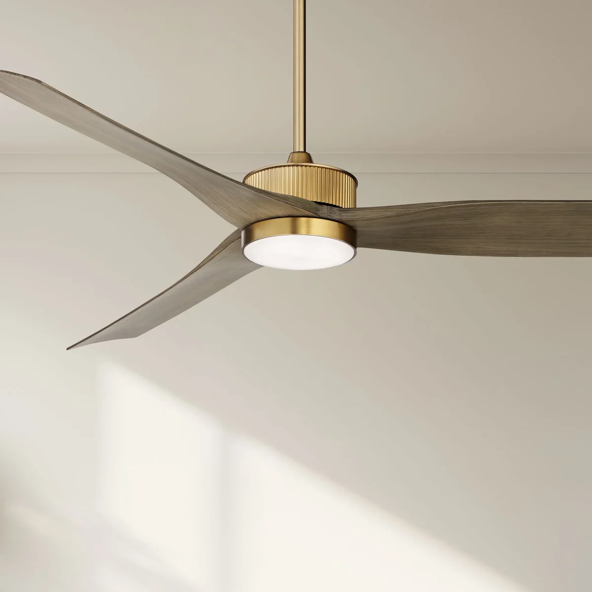 Casa Vieja 60" Casa Vieja Montage Modern Indoor Outdoor Ceiling Fan with Dimmable LED Light Remote Control Warm Brass Light Wood Damp Rated for Patio Exteri 8783