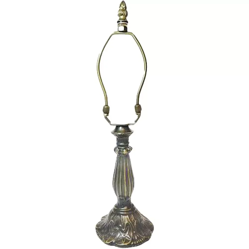 Rainbow Art Glass Lily Metal Lamp Base, Dark Bronze Finish with Gold Highlights, Nicely Weighted 13" Tall 6227