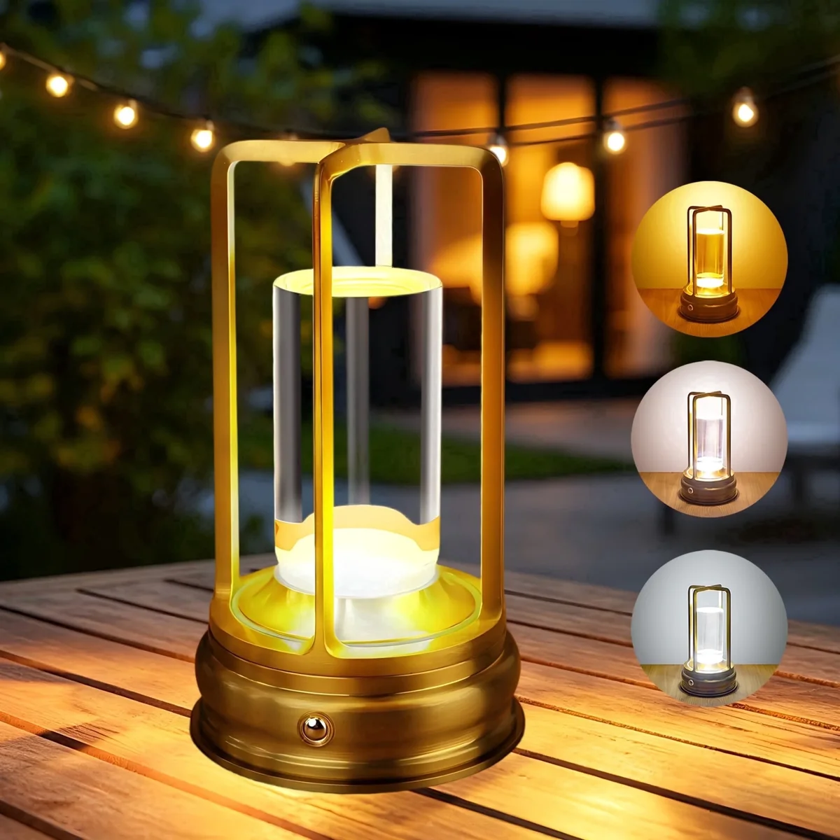 Cpeelsdo Cordless Table Lamp Rechargeable – Touch Control Portable Metal LED Lamp with 2000mAh Battery & 3 Color Dimming for Indoor/Outdoor Use 9886